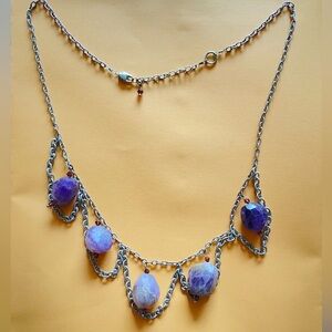 Raw AMETHYST Silver Chain Necklace